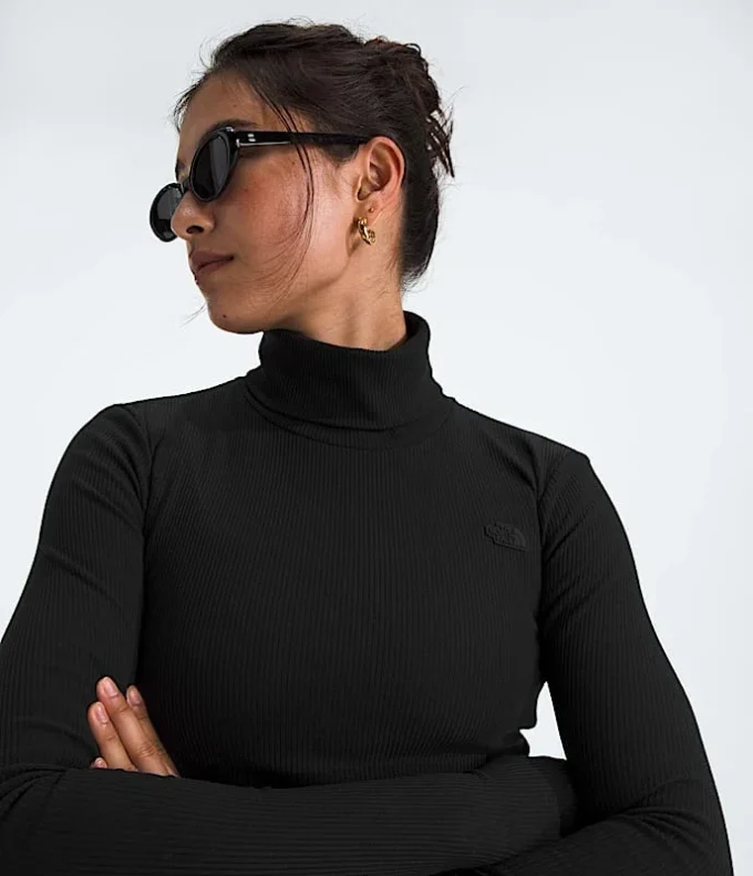 Langærmet turtleneck-top til kvinder