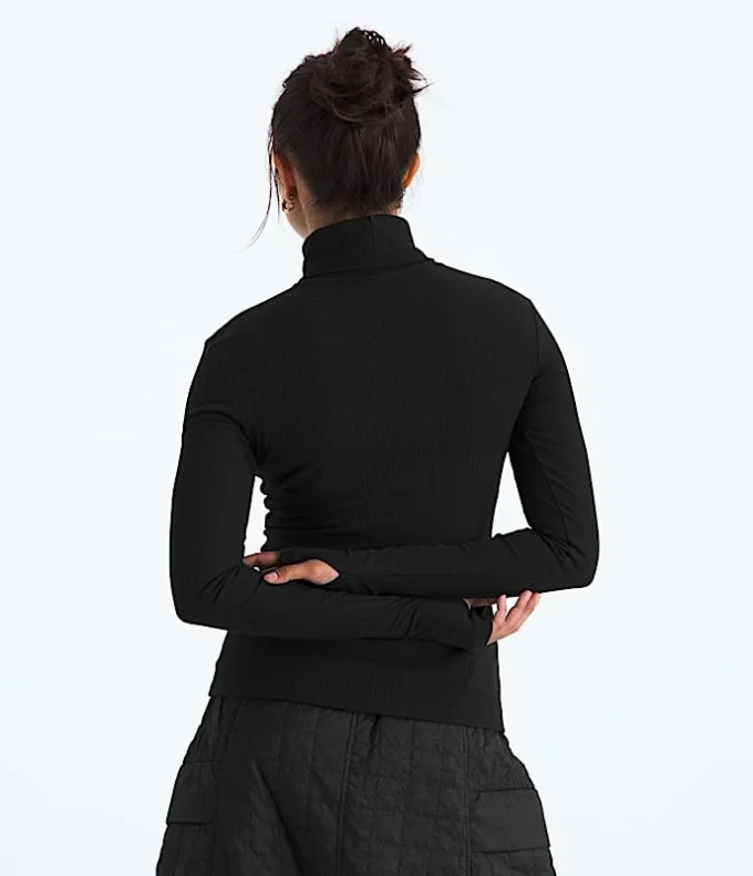 Langærmet turtleneck-top til kvinder