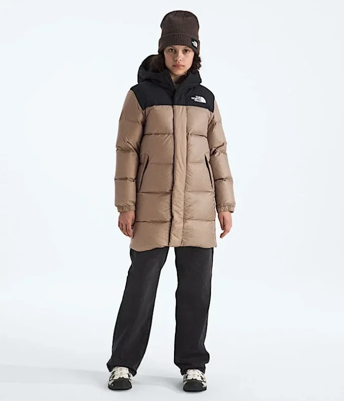 Nuptse lang parka til drenge og piger