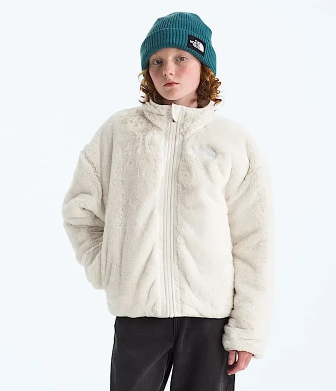 Reversibel Shasta-jakke med gennemgående lynlås til piger Reversibel Shasta-jakke med gennemgående lynlås til piger
