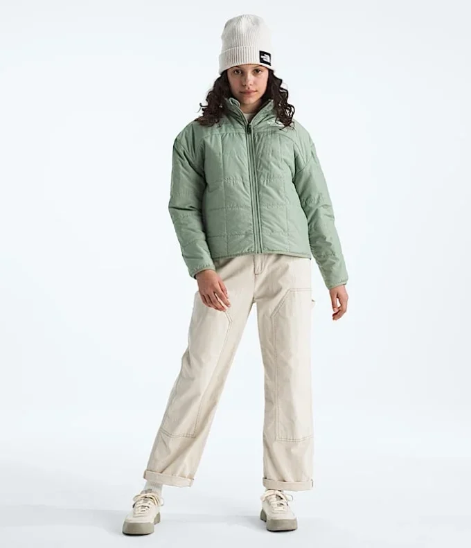 Reversibel Shasta-jakke med gennemgående lynlås til piger Reversibel Shasta-jakke med gennemgående lynlås til piger