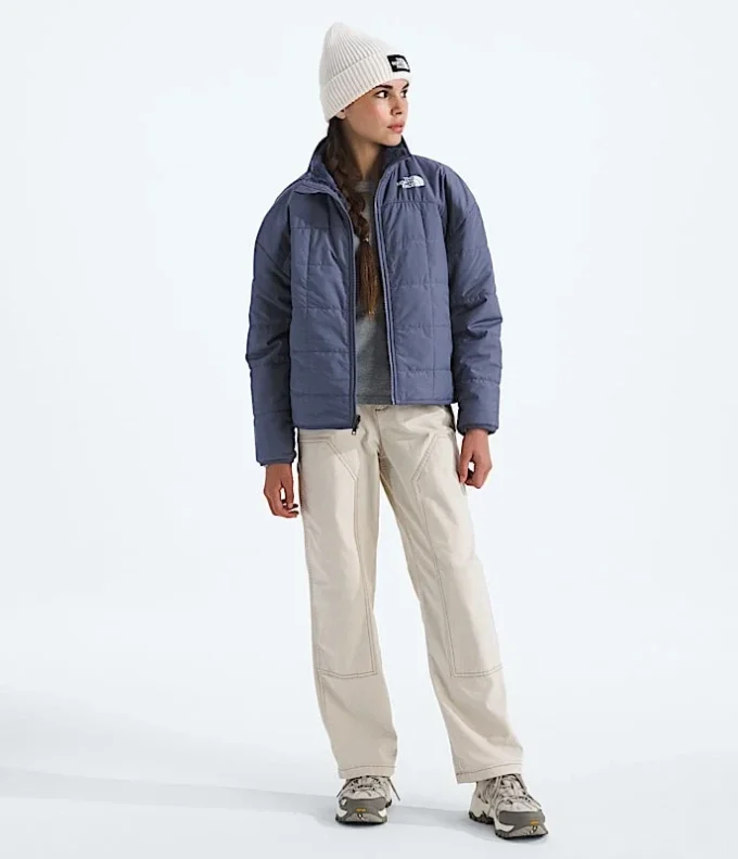 Reversibel Shasta-jakke med gennemgående lynlås til piger Reversibel Shasta-jakke med gennemgående lynlås til piger