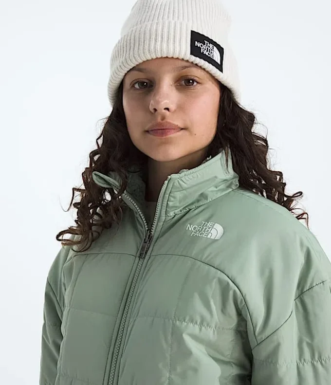 Reversibel Shasta-jakke med gennemgående lynlås til piger Reversibel Shasta-jakke med gennemgående lynlås til piger