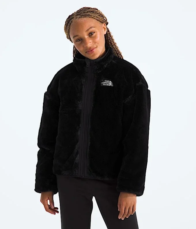 Reversibel Shasta-jakke med gennemgående lynlås til piger Reversibel Shasta-jakke med gennemgående lynlås til piger