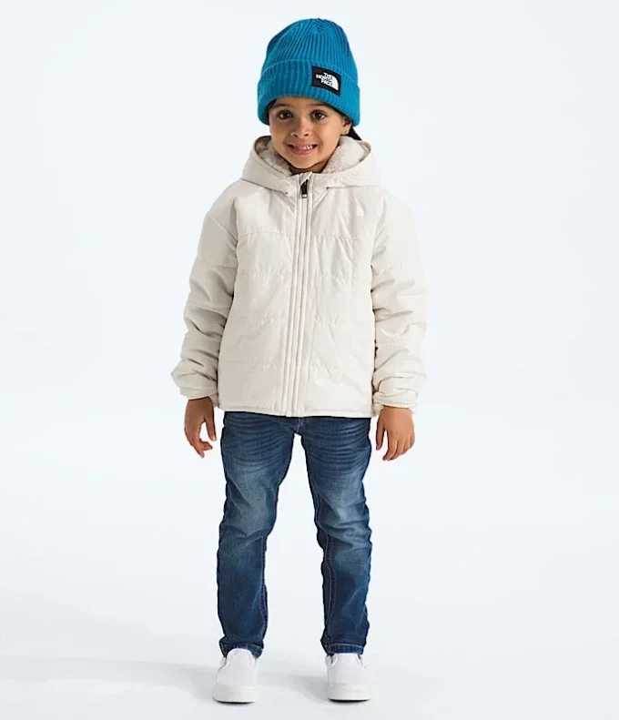 Reversibel Shasta-jakke med hætte og gennemgående lynlås til piger Reversibel Shasta-jakke med hætte og gennemgående lynlås til piger