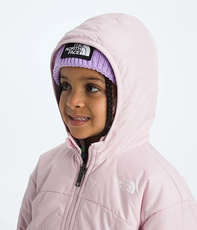 Reversibel Shasta-jakke med hætte og gennemgående lynlås til piger Reversibel Shasta-jakke med hætte og gennemgående lynlås til piger