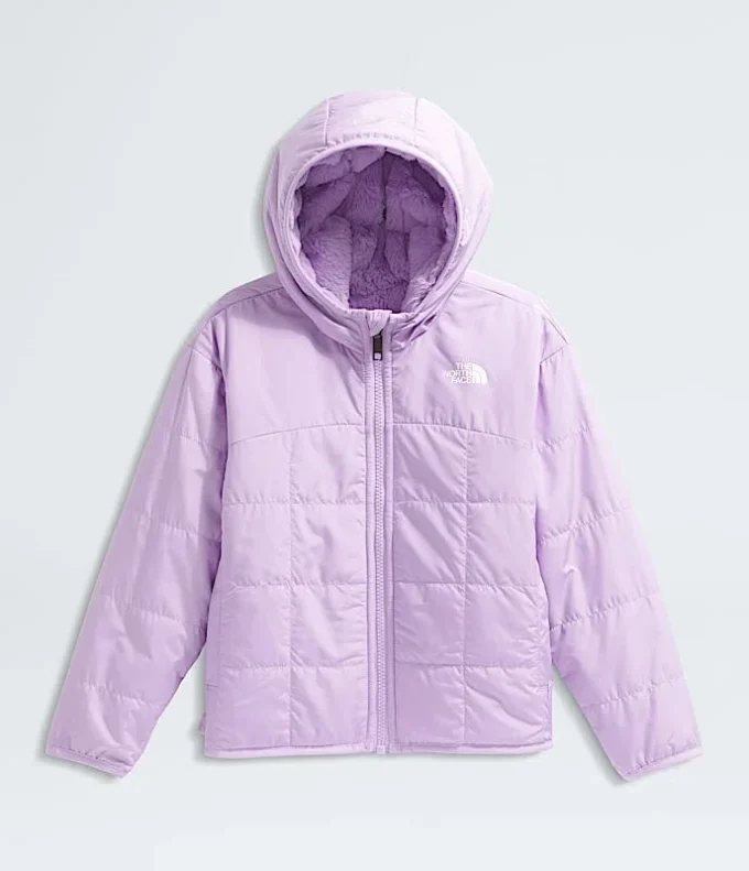 Reversibel Shasta-jakke med hætte og gennemgående lynlås til piger Reversibel Shasta-jakke med hætte og gennemgående lynlås til piger