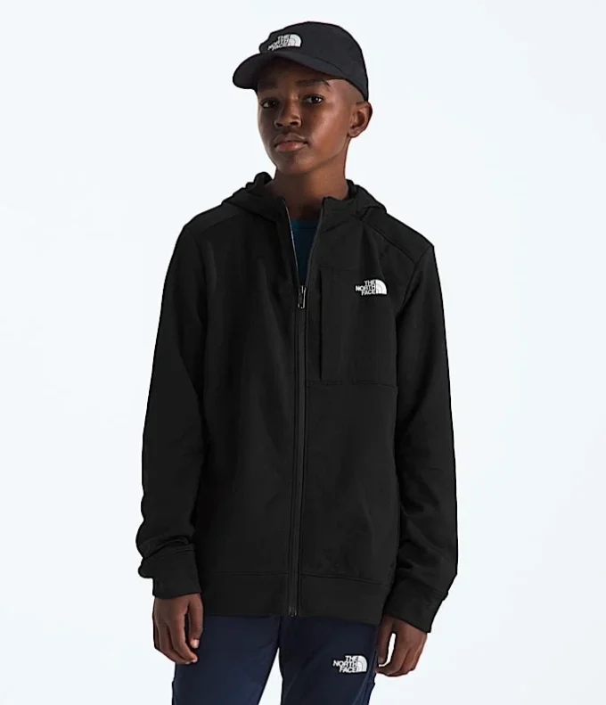 TNF™ Performance Fleece-jakke med hætte og gennemgående lynlås til drenge og piger TNF™ Performance Fleece-jakke med hætte og gennemgående lynlås til drenge og piger