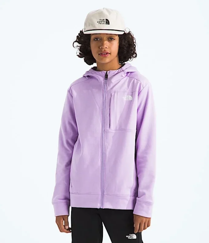 TNF™ Performance Fleece-jakke med hætte og gennemgående lynlås til drenge og piger TNF™ Performance Fleece-jakke med hætte og gennemgående lynlås til drenge og piger