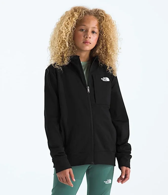 TNF™ Performance Fleece-jakke med hætte og gennemgående lynlås til drenge og piger TNF™ Performance Fleece-jakke med hætte og gennemgående lynlås til drenge og piger